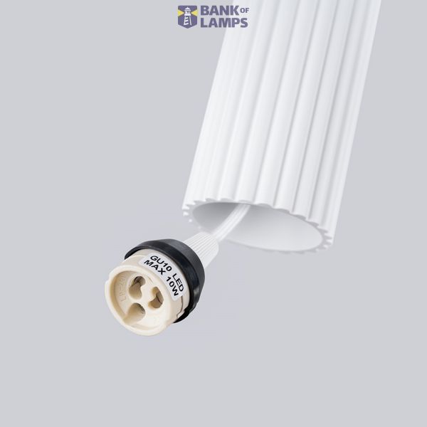 DOUBLE HANGING ON A WHITE CARBON STRIP, 2XGU10 ALUMINUM LAMPSHADES image 3
