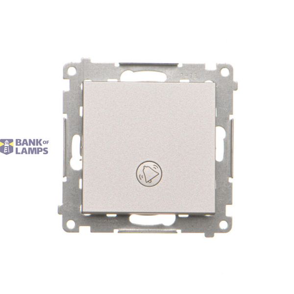 "Bell" push button with LED indicator light, 10AX, matt aluminum image 1