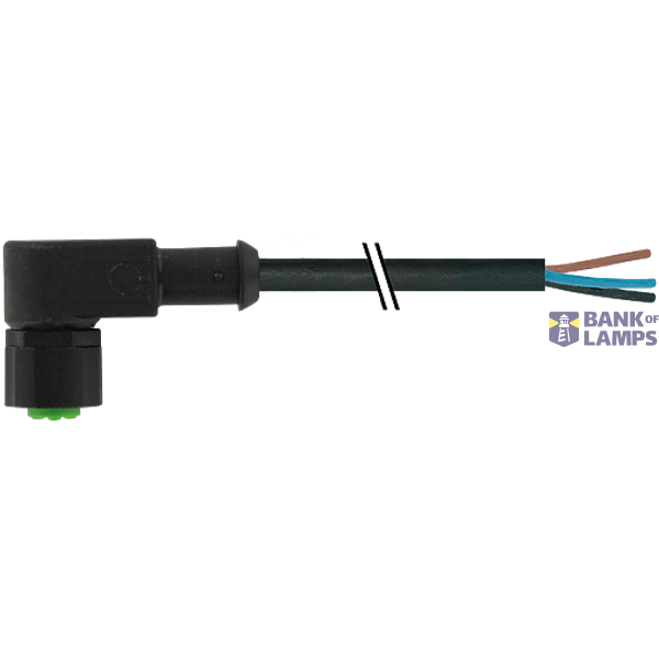 M12 female 90° A-cod. with cable Lite PVC 5x0.34 bk UL/CSA 3m image 1