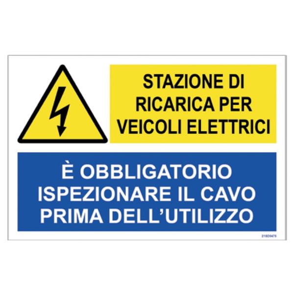 Sign 300x200mm  "Stazione di ricarica, ispezionare cavo" image 1