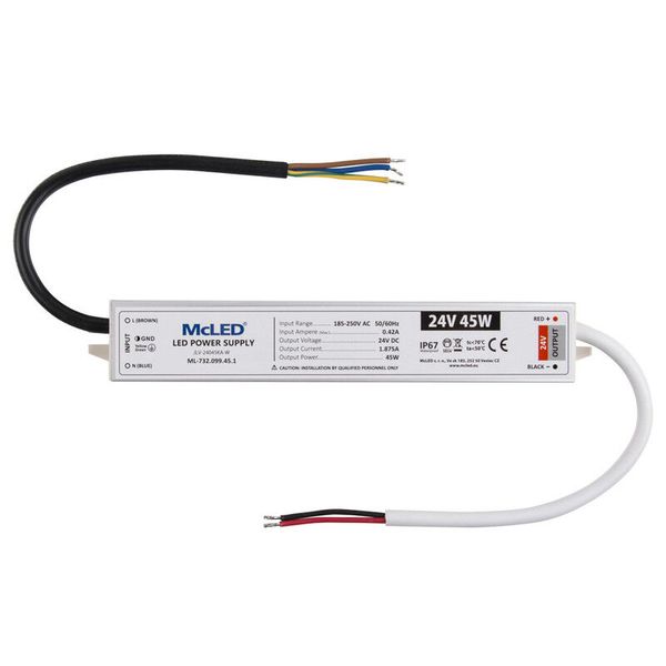 Power supply 45W, DC24V/1,875A, IP67, aluminum design image 1