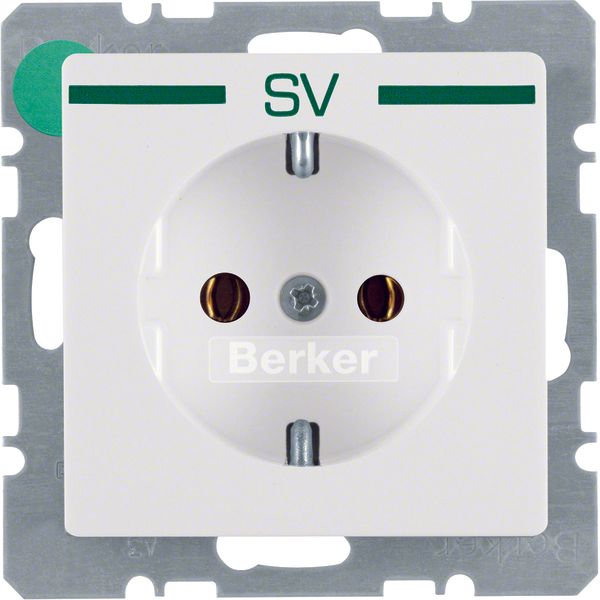 SCHUKO soc. out. "SV" imprint in green, Q.1/Q.3, p. white velvety image 1