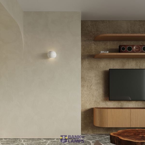 WALL LAMP VARNISHED GLOBE WHITE GLOSS E27 1X60W IP20 image 4
