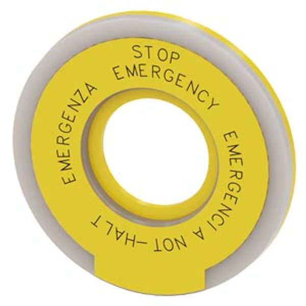 Backing plate round for emergency stop mushroom pushbutton, yellow, illuminated image 1