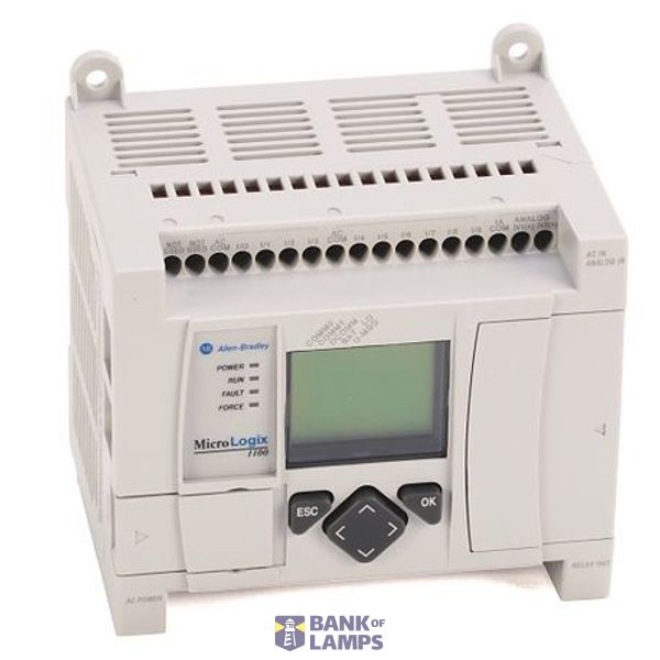 Allen-Bradley, 1763 MicroLogix 1100 System, MicroLogix 1100, 24V dc power, (10) 24V dc digital inputs, (2) 10V analog inputs, (2) relay outputs, (4) 24V dc FET outputs image 1