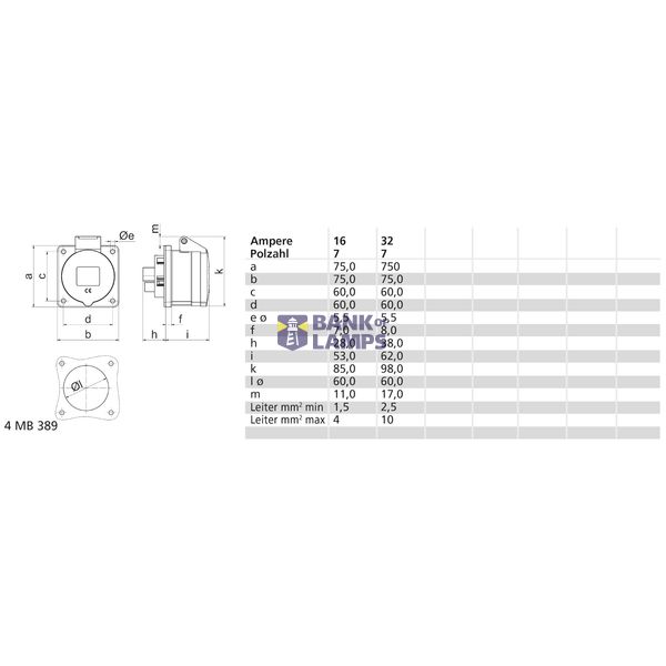 ICD 6h 16A 7P 400V IP44 75x75 Ni image 3