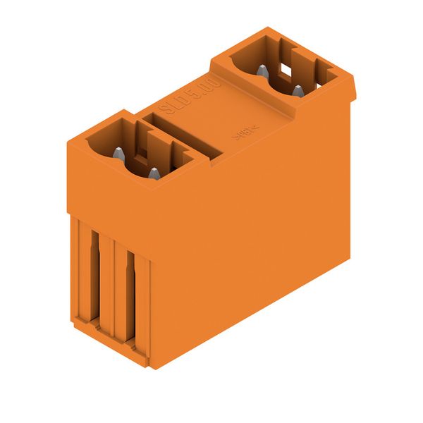 PCB plug-in connector, male header, closed side, THT solder connection, 5.00 mm, Number of poles: 4, 180°, Solder pin length (l): 3.2 mm, tinned, orange, Box image 3