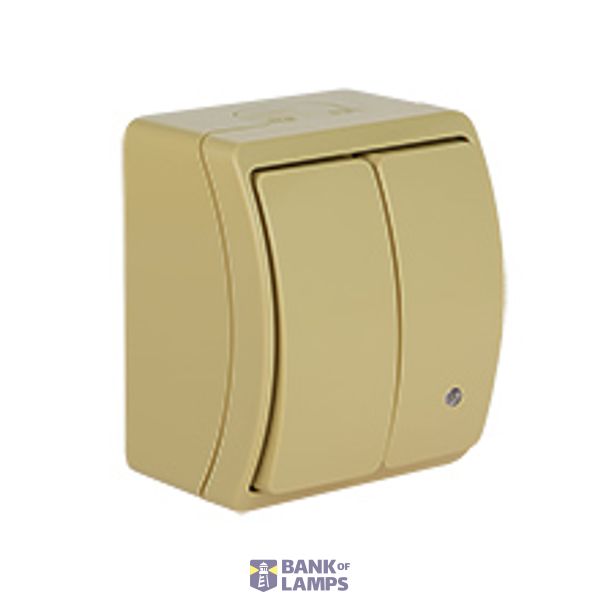 VW-2L Koala Two-Circuit Switch with illumination surface mounted IP44 beige VW 152-54 image 1