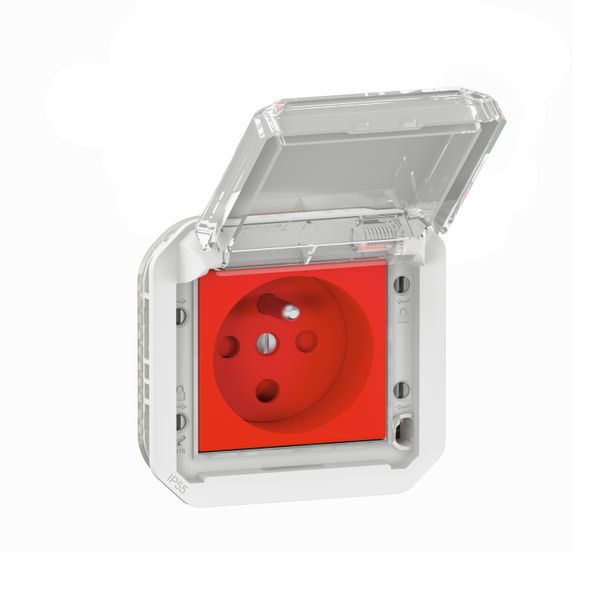 069562L Double pre-wired power socket 2x2P+E horizontal waterproof Plexo 16A 250V IP55 2 positions with gray finish bezels image 1