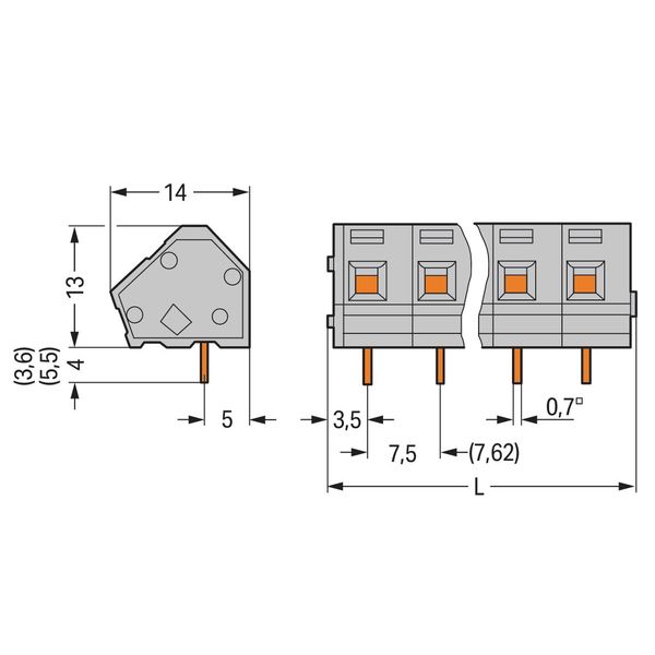 PCB terminal block 2.5 mm² Pin spacing 7.5/7.62 mm gray image 2