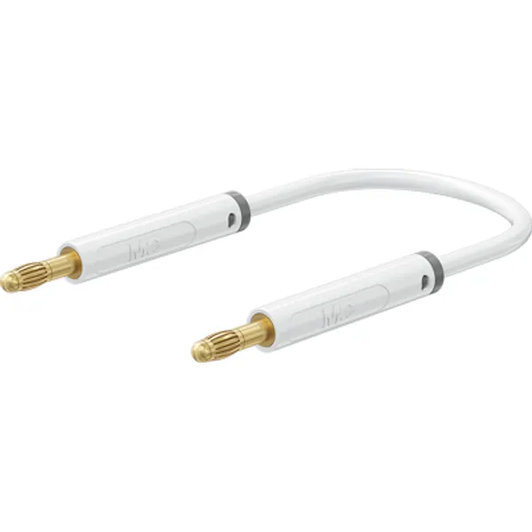 Measuring lead with (4 mm lamella plug, straight) to (4 mm lamella plug, straight), 1 m, white, PVC, 1.0 mm², 64.1071-10029 image 1