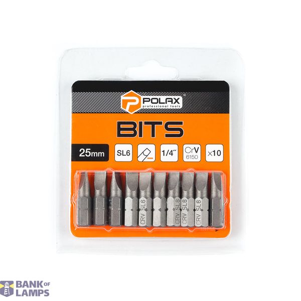 Bits，25mm，SL6 1/4" ，6150CRV (10 pcs) image 1