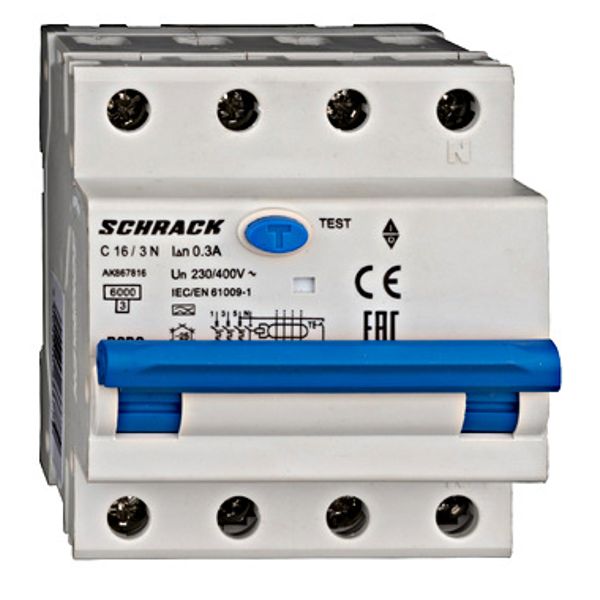 Combined MCB/RCD (RCBO) 3+N, AMPARO 6kA, C 16A, 300mA, Typ A image 1