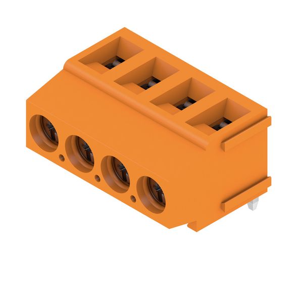 Printed circuit board terminals, 5.00 mm, Number of poles: 4, 180°, Solder pin length (l): 3.5 mm, tinned, orange, Clamping yoke connection, Clamping range, max. : 2.5 mm², Box image 4