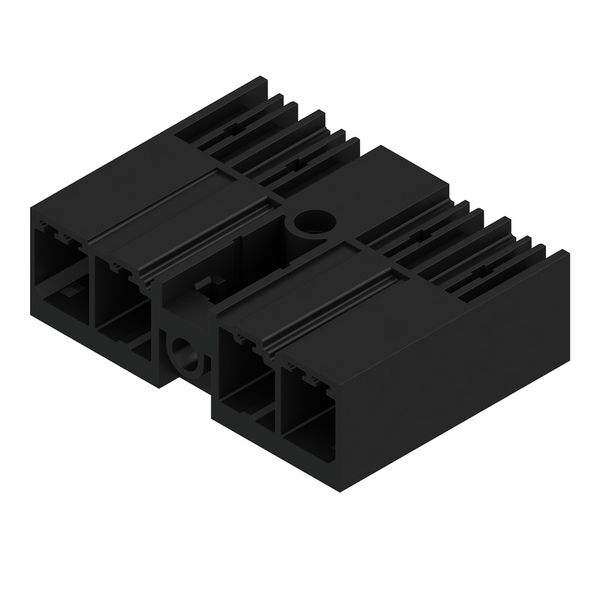 PCB plug-in connector, male header, closed side, Middle flange, THT solder connection, 7.62 mm, Number of poles: 4, 90°, Solder pin length (l): 3.5 mm, tinned, black, Box image 2