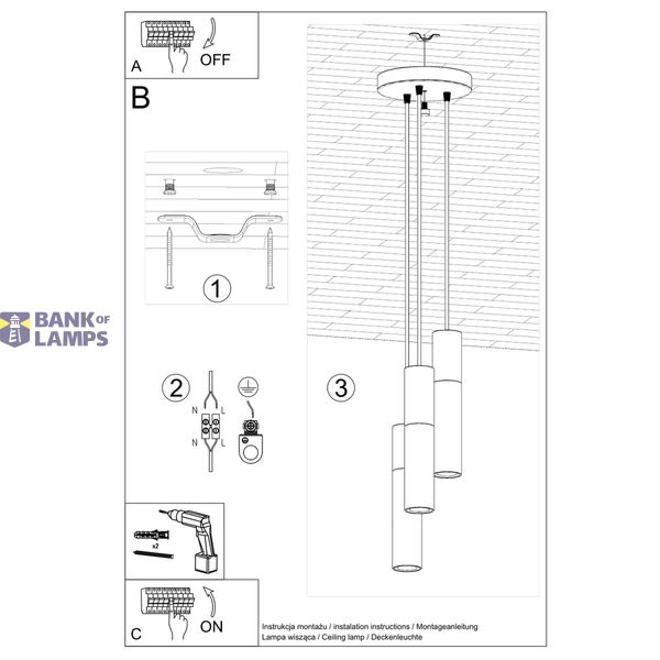 HANGING LAMP BORGIO 3P WHITE GU10 3X40W IP20 image 7