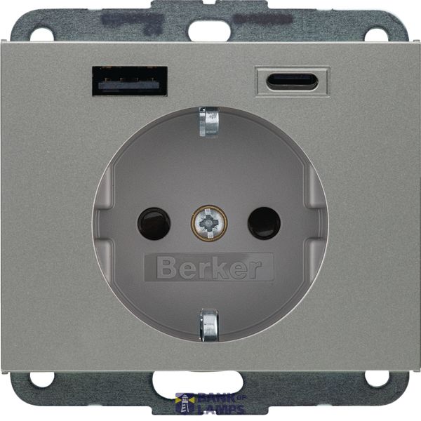 WCD RA, USB A + USB C (PD), Berker K.5 stainless steel image 1