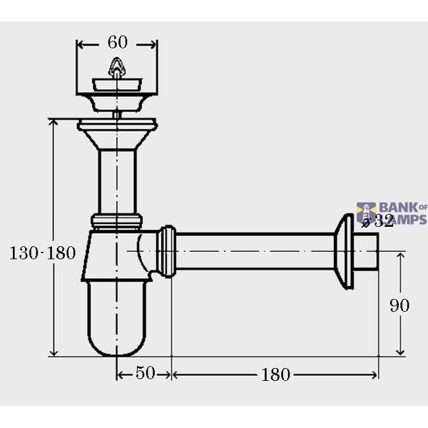 Bottle trap with outlet 11/4"x32, chrome image 1