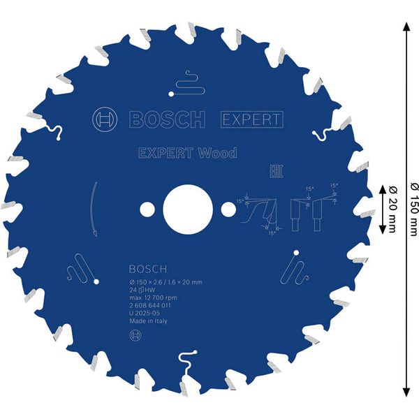 Circular saw blade Expert for Wood 150 x 20 x 2,6 mm, 24 image 1