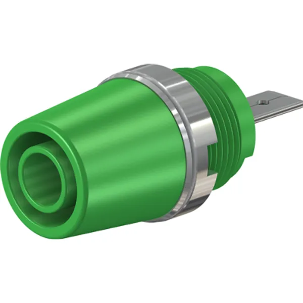 4 mm socket, flat plug connection, mounting Ø 12.2 mm, CAT II, green, 23.3110-25 image 1