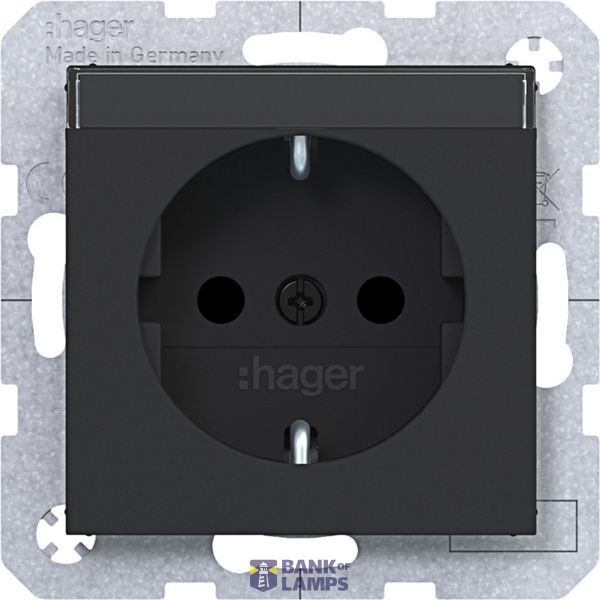 SCHUKO wall socket, text-type, Safety Plus, plug-in type, A.x/C.x black and white matte image 1