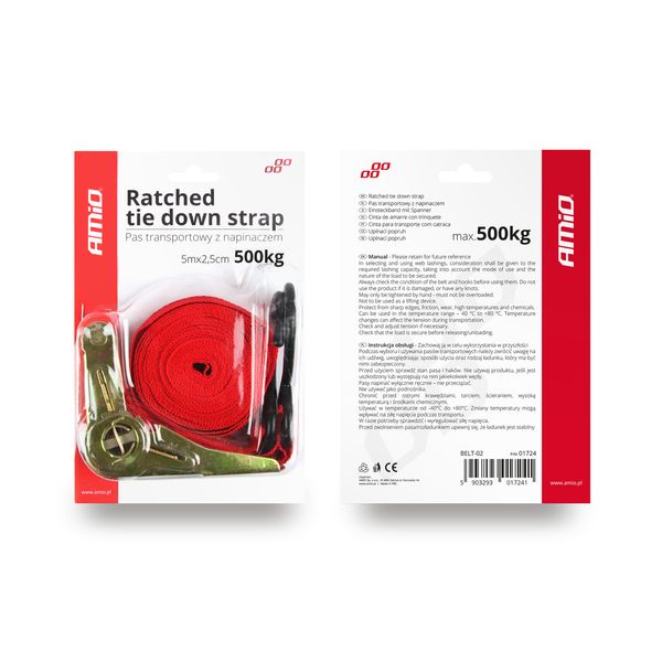 Fastening strap with Ratchet 500kg 25mm 5m BELT-02 image 1