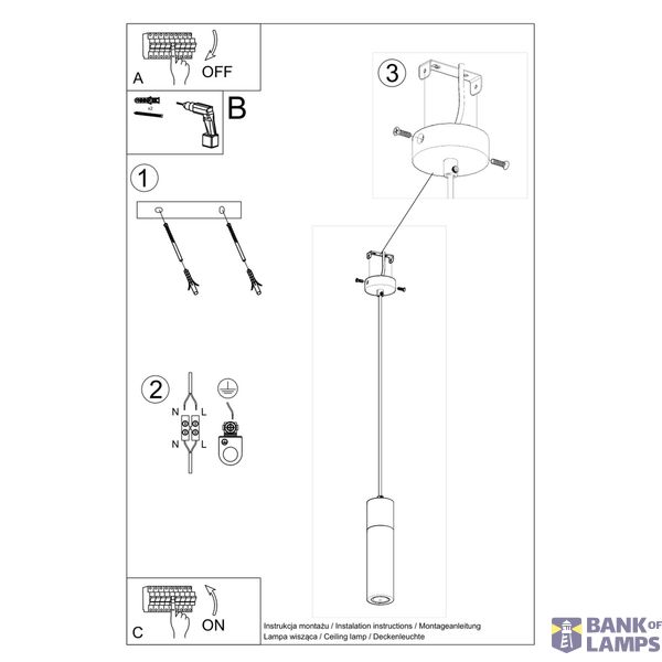 HANGING LAMP ZANE 1 GREY GU10 1X40W IP20 image 4
