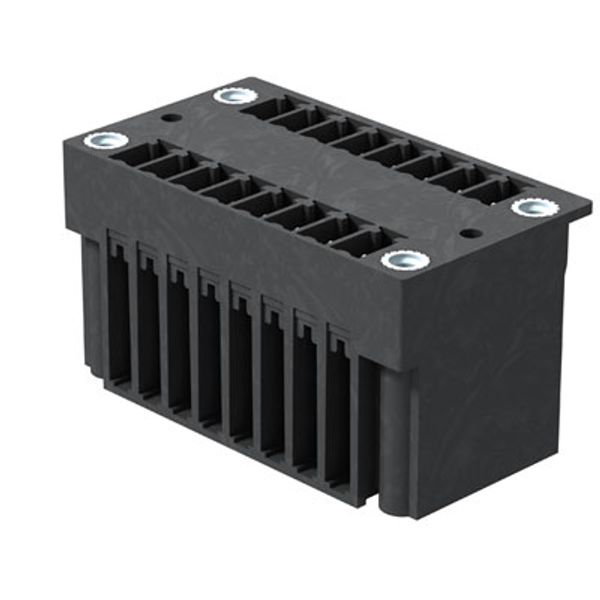 PCB plug-in connector, male header, Flange, THT solder connection, 3.81 mm, Number of poles: 10, 180°, Solder pin length (l): 3.2 mm, tinned, black, Box image 4