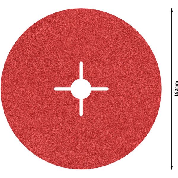 R780 fibre sanding disc, Best for Metal + Inox 180 x 22.23 mm, G60 image 2