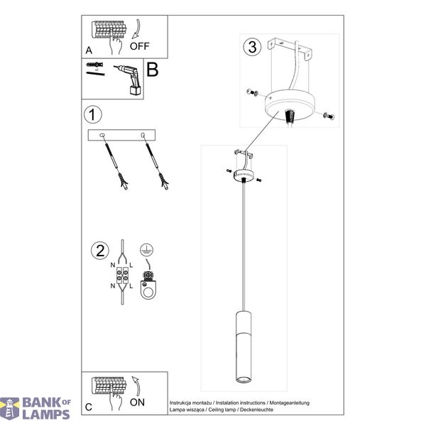 Hanging lamp BORGIO 1 white GU10 1x40W IP20 image 6