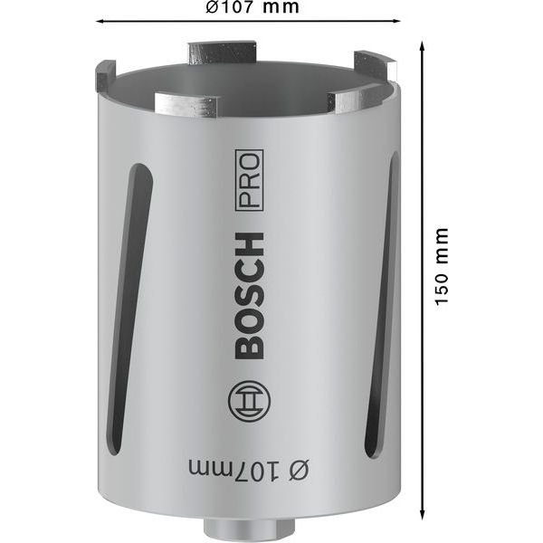 Diamond dry core cutter G 1/2" 107 mm, 150 mm, 6 segments, 7 mm image 1
