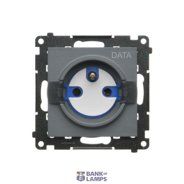 DATA single socket outlet with socket access element, module, 16A, quick connection, graphite mat image 1
