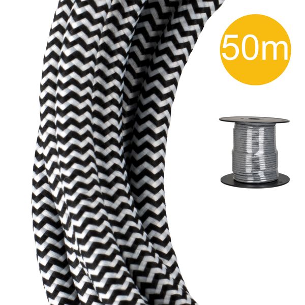 Textile Cable 3C Black/White 50m Roll image 2
