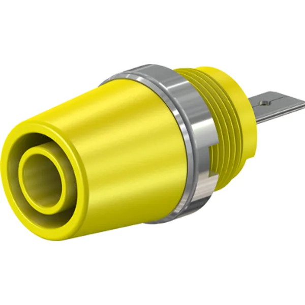 4 mm socket, flat plug connection, mounting Ø 12.2 mm, CAT II, yellow, 23.3110-24 image 1