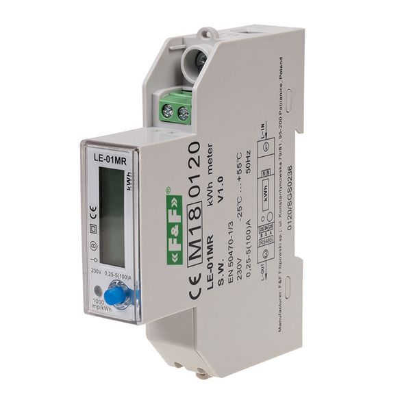 Electricity meter - single-phase, RS-485, LCD, 100A, recording of network parameters U, I, F, P, Q, AE+, RE+ image 1