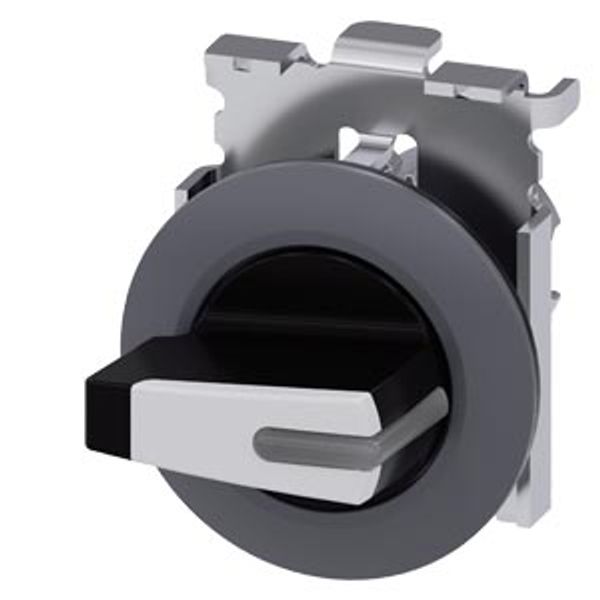 Selector switch, illuminable, 30 mm, round, metal, matte, white, knob, short, front ring for flush image 1