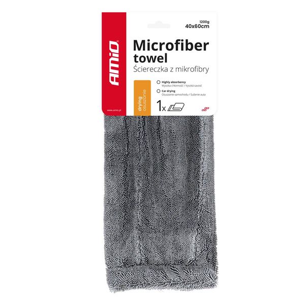 Microfiber drying towel 40x60cm 1200g AMIO-03760 image 1