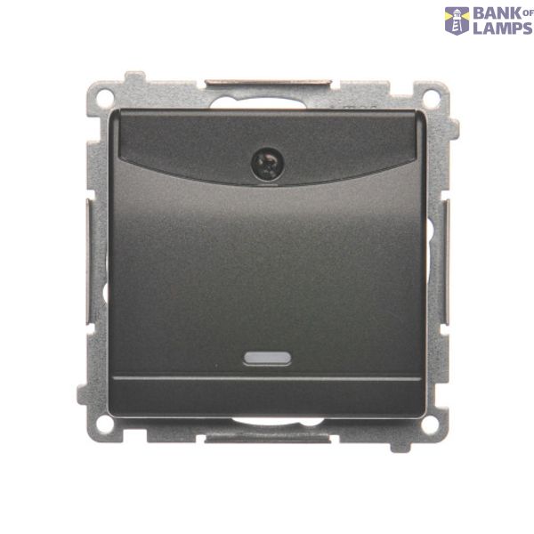 Double hotel room switch with indicator light, 10A, anthracite, metalic, 2A image 1