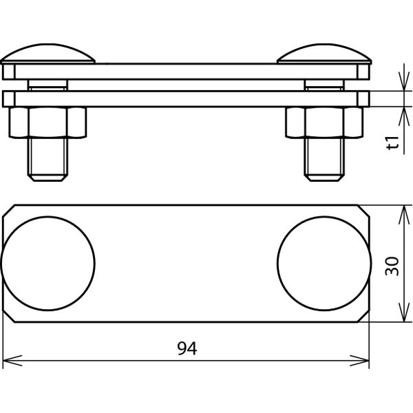 SV clamp StSt(V4A) f. Fl 30/Fl 30mm with screws and nuts (M10) image 2