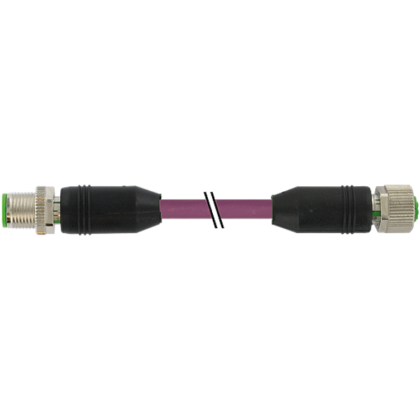 M12 male 0° / M12 female 0° A-cod. shielded PUR AWG24+AWG22 v 20.0m image 1
