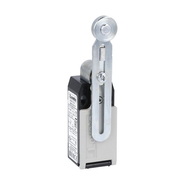 Limit switch, K series, adjustable roller lever, 1 bottom cable entry. Dimensions to EN 50047, metal body, contacts 2NC slow action. Metal roller image 1