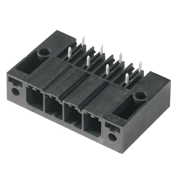PCB plug-in connector, male header, Clip-on flange, THT solder connection, 7.62 mm, Number of poles: 5, 270°, Solder pin length (l): 3.5 mm, tinned, black, Box image 4