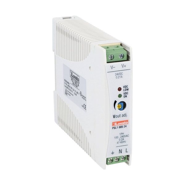 DIN rail switching power supply, single-phase. 24VDC, 0.21A/5W image 1