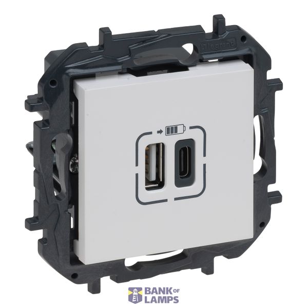 2XUSB CHARGER TYPE A+C WHITE image 1