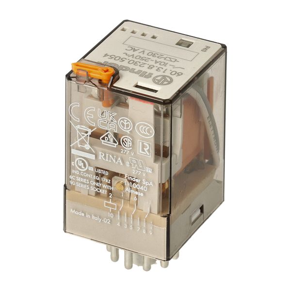 Rel. 3CO 10A/230VAC/Agni+Au/Test button/LED (60.13.8.230.5054) image 3