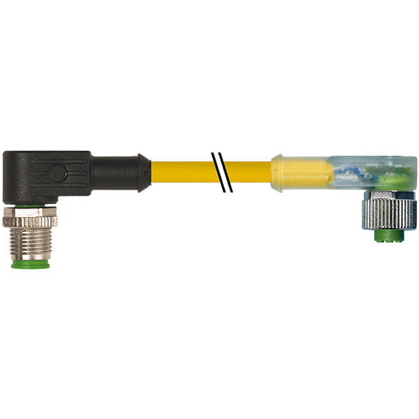 M12 male 90° / M12 female 90° A-cod. LED PUR 3x0.34 ye +drag ch. 2m image 1