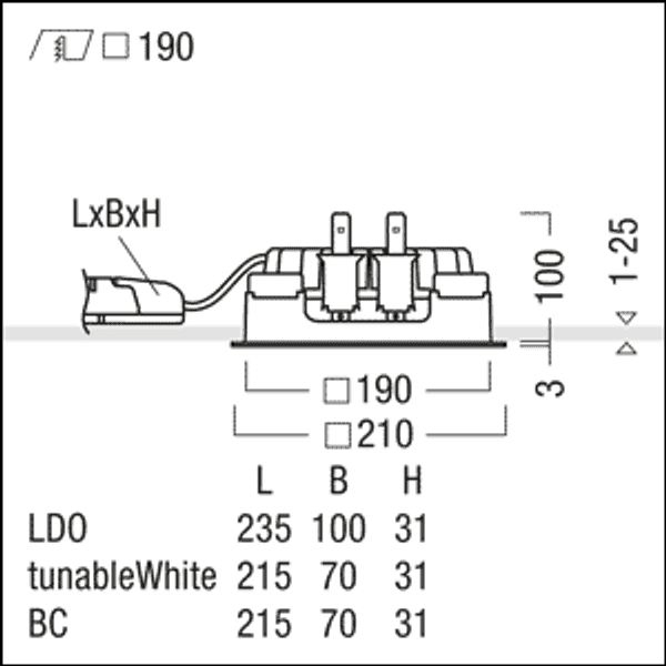 P-INF Q190L 1800-940 LDO SM WH - LED ceiling-recessed luminaire image 3