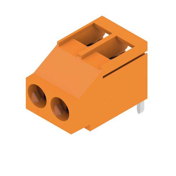 Printed circuit board terminals, 5.08 mm, Number of poles: 2, 180°, Solder pin length (l): 4.5 mm, tinned, orange, Clamping yoke connection, Clamping range, max. : 6 mm², Box image 4