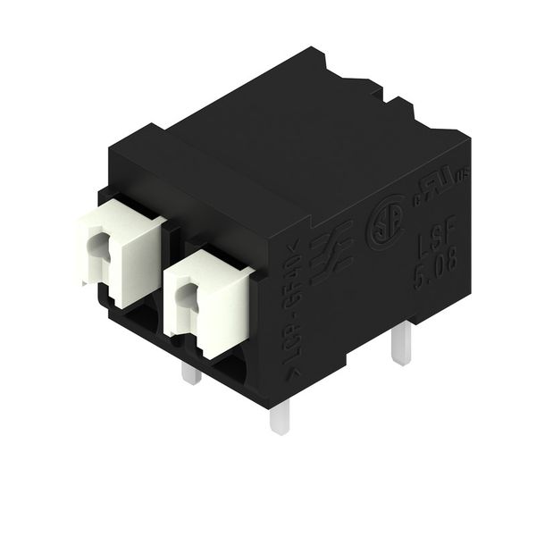 Printed circuit board terminals, 5.08 mm, Number of poles: 2, 90°, Solder pin length (l): 3.5 mm, black, PUSH IN with actuator, Clamping range, max. : 1.5 mm², Tape image 3