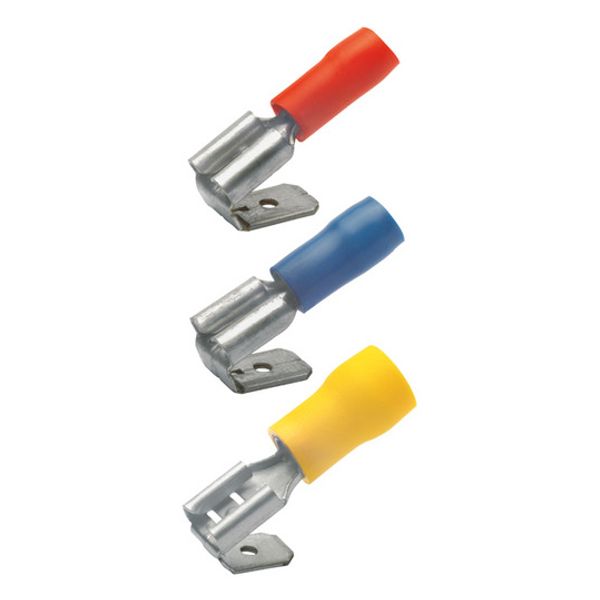 Insulated flat plug sleeve, 6.3 x 0.8 mm, 1.5 to 2.5 mm², AWG 16 to 14, brass, tin-plated, blue, 730AZ image 1